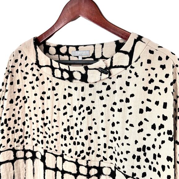 Habitat Oversized S/XS Small Extra Small Beige Wearable Art to Wear Shirt Top - Picture 3 of 9